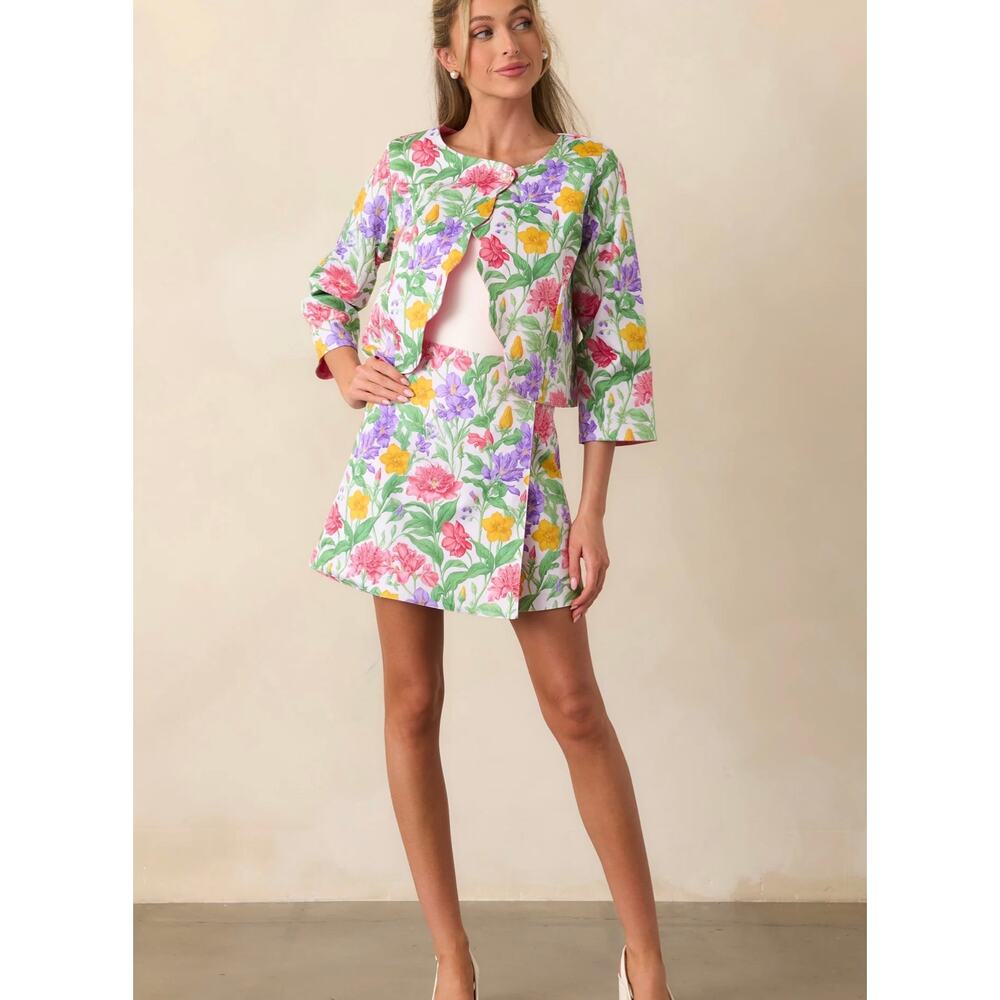 Prosperina BEAUMONT REVERSIBLE GARDEN PARTY FLORAL COTTON SCALLOP JACKET - Picture 2 of 10